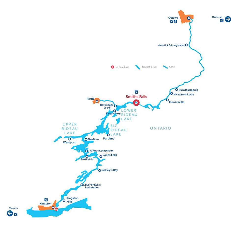 Rideau Canal Chart Map   Rideau Canal Map Le Boat Luxury 940x940 